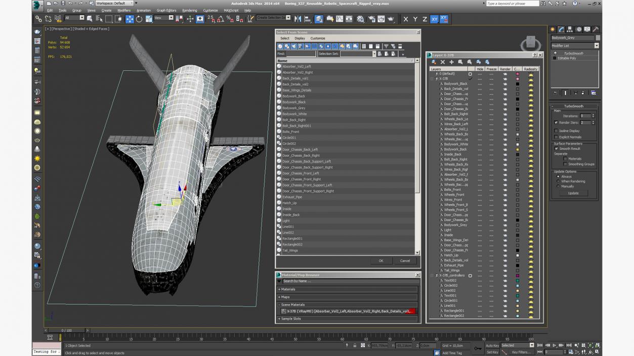 Boeing X37 Reusable Robotic Spacecraft Rigged for Cinema 4D 3D model