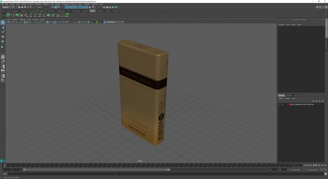 Pack of Cigarettes Super Slim Gold 3D model