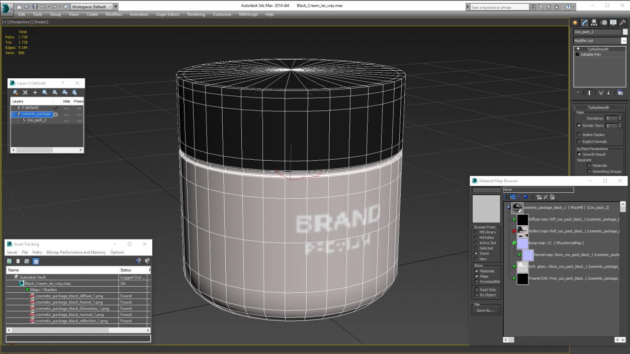 3D model Black Cream Jar