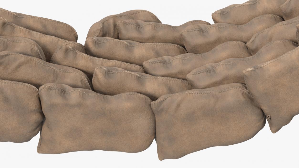 Semicircle Sandbag Wall Dusty 3D model