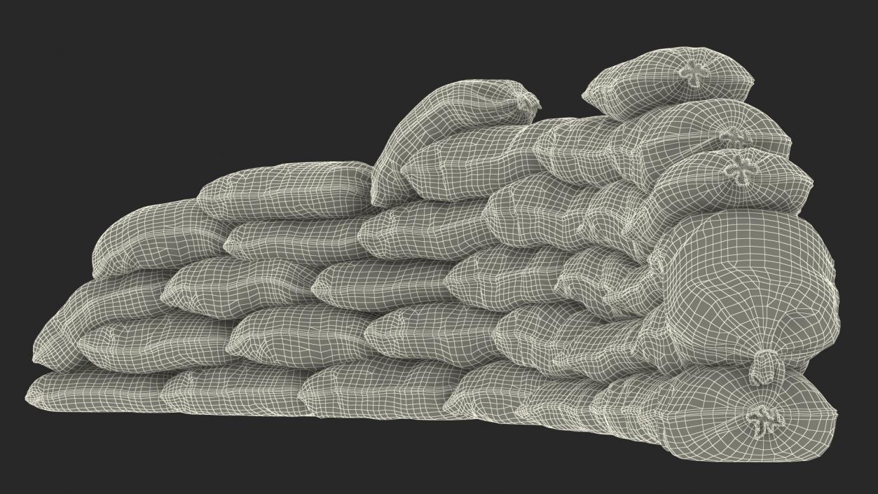 Semicircle Sandbag Wall Dusty 3D model