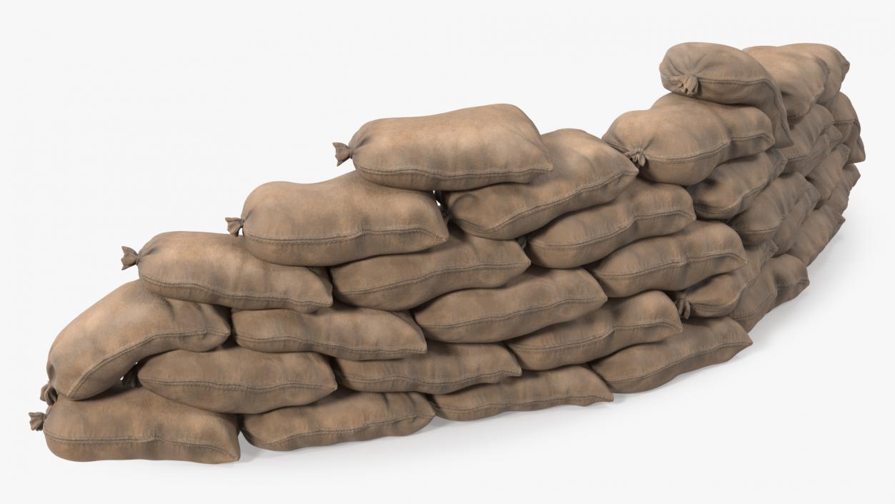 Semicircle Sandbag Wall Dusty 3D model