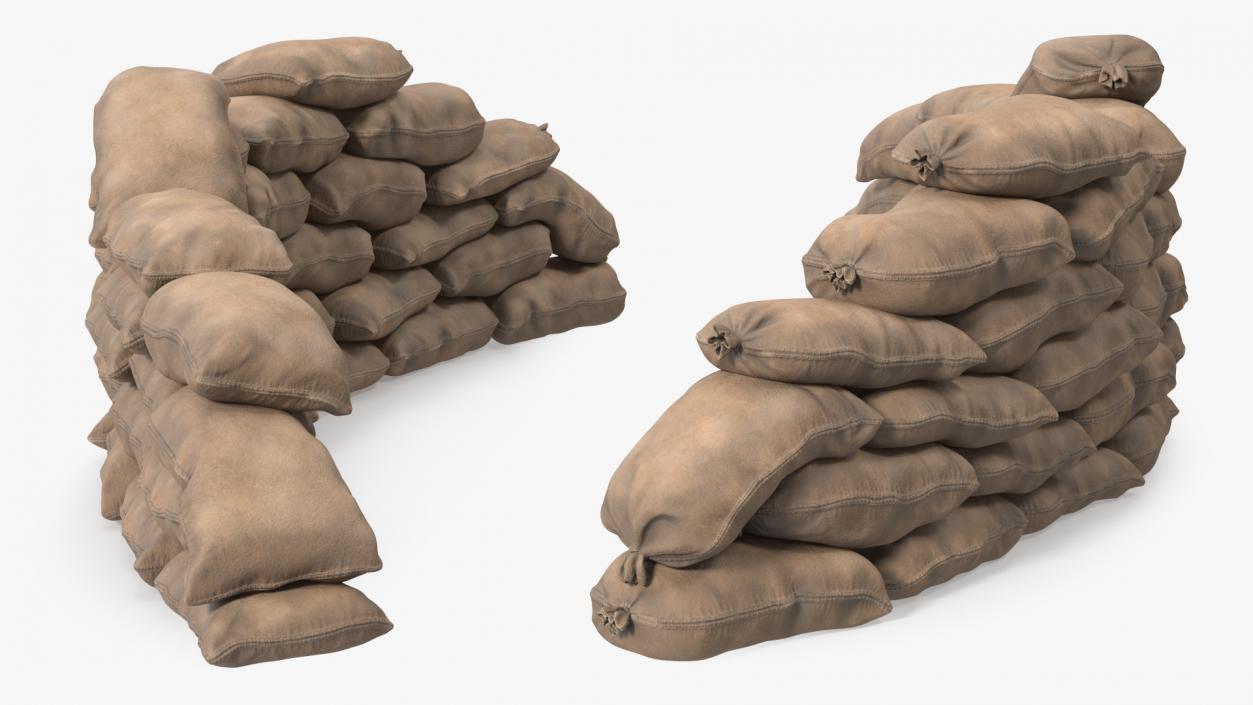 Semicircle Sandbag Wall Dusty 3D model