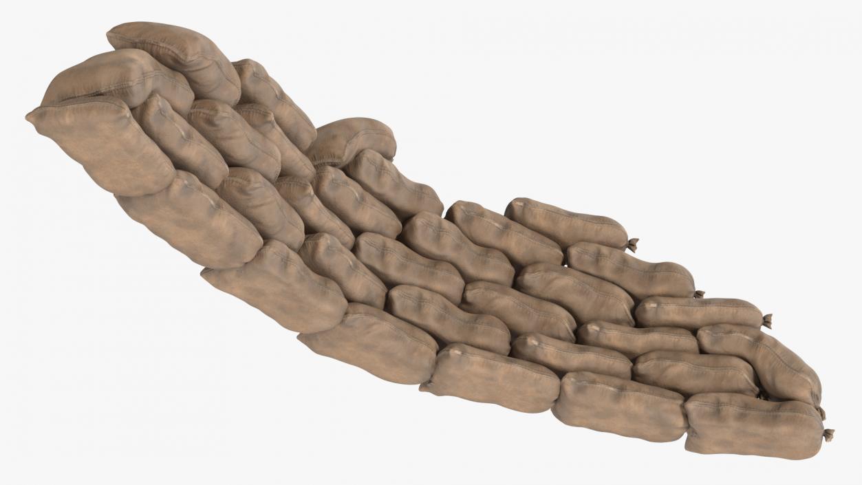 Semicircle Sandbag Wall Dusty 3D model