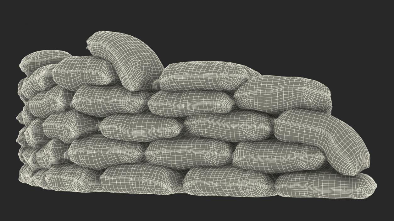 Semicircle Sandbag Wall Dusty 3D model