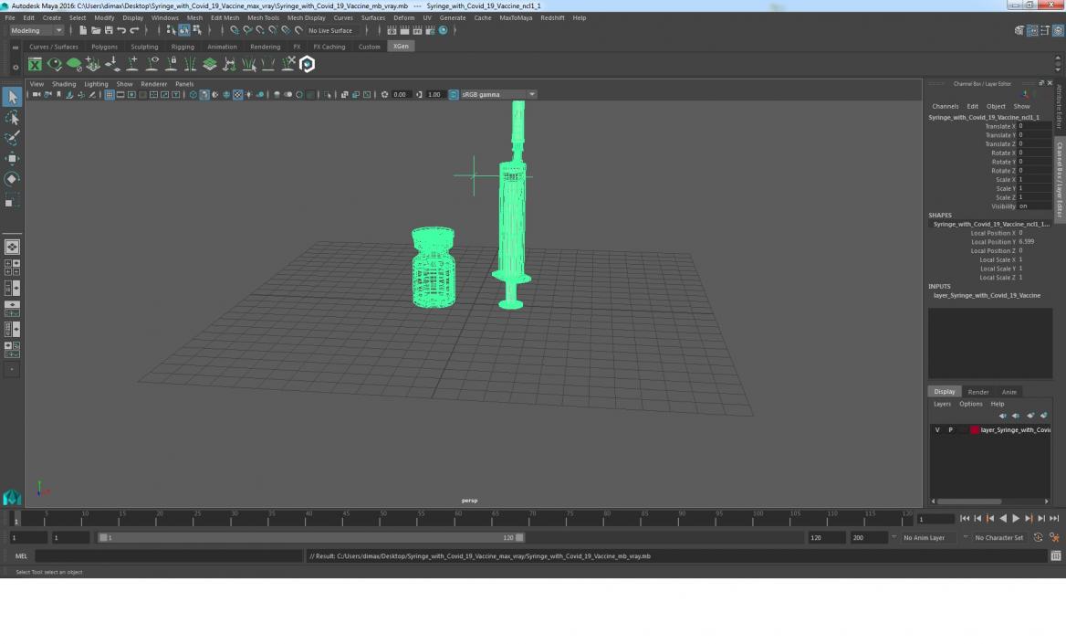 Syringe with Covid 19 Vaccine 3D model