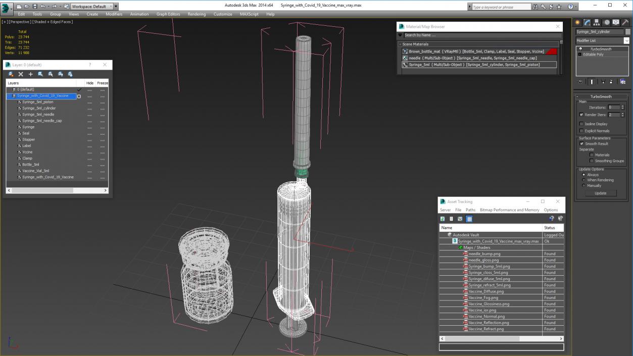 Syringe with Covid 19 Vaccine 3D model