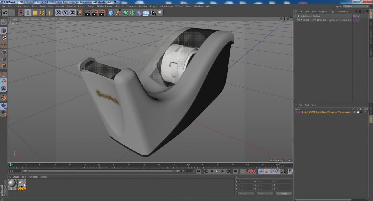 Scotch C60ST Desk Tape Dispenser Transparent 3D model