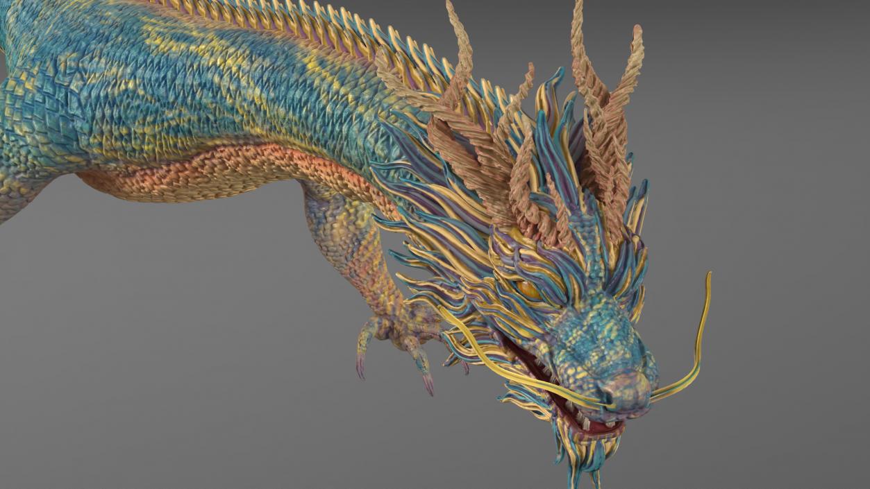 3D model Chinese Mythical Dragon Blue 2