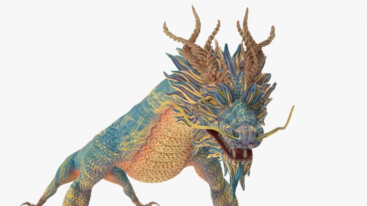 3D model Chinese Mythical Dragon Blue 2