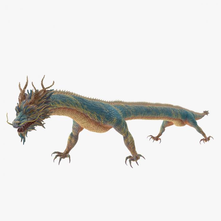 3D model Chinese Mythical Dragon Blue 2