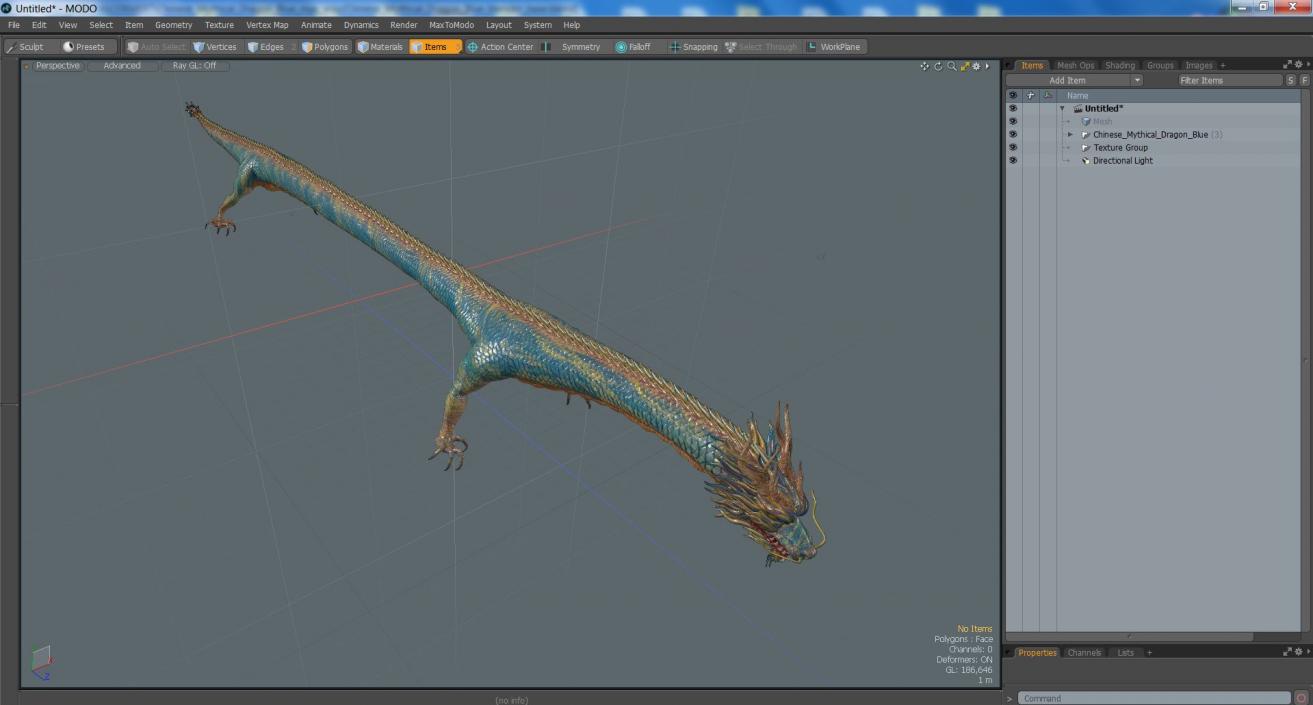 3D model Chinese Mythical Dragon Blue 2