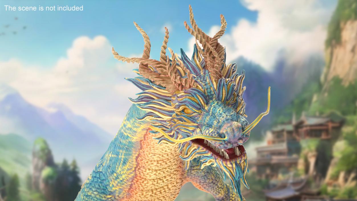 3D model Chinese Mythical Dragon Blue 2