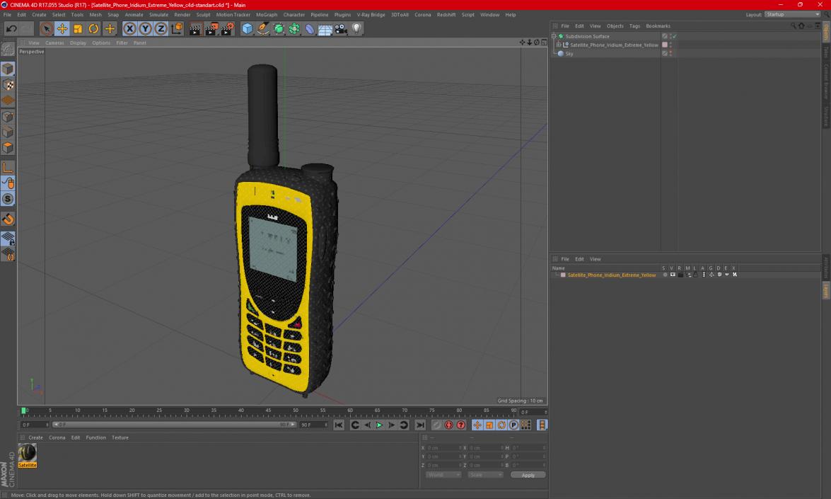 3D Satellite Phone Iridium Extreme Yellow model