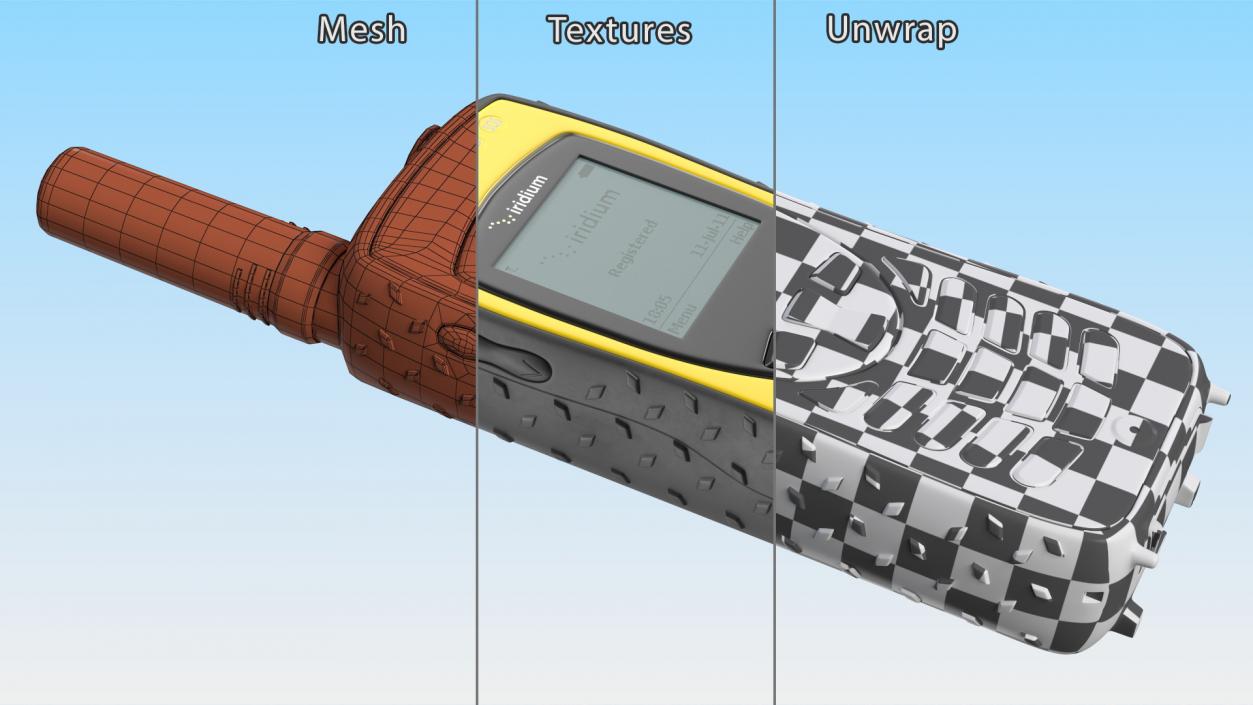 3D Satellite Phone Iridium Extreme Yellow model