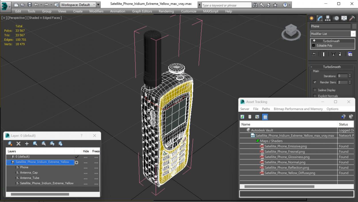 3D Satellite Phone Iridium Extreme Yellow model