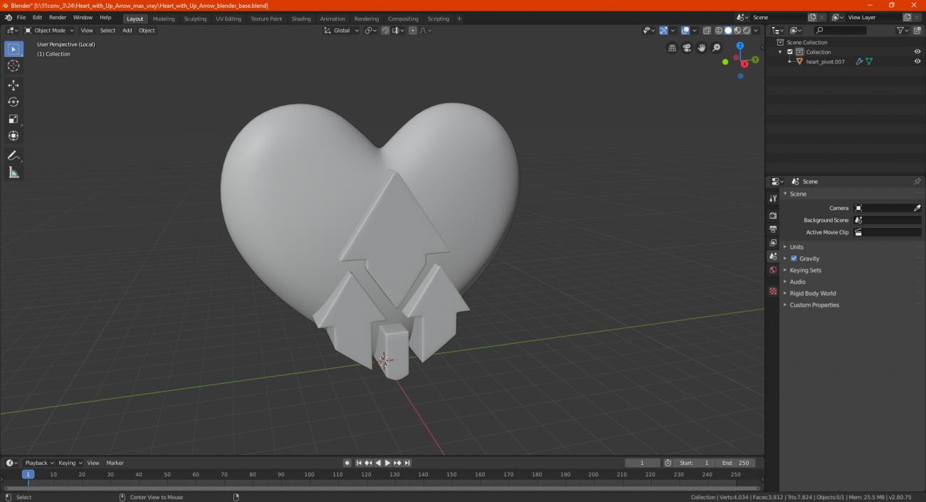 Heart with Up Arrow 3D model