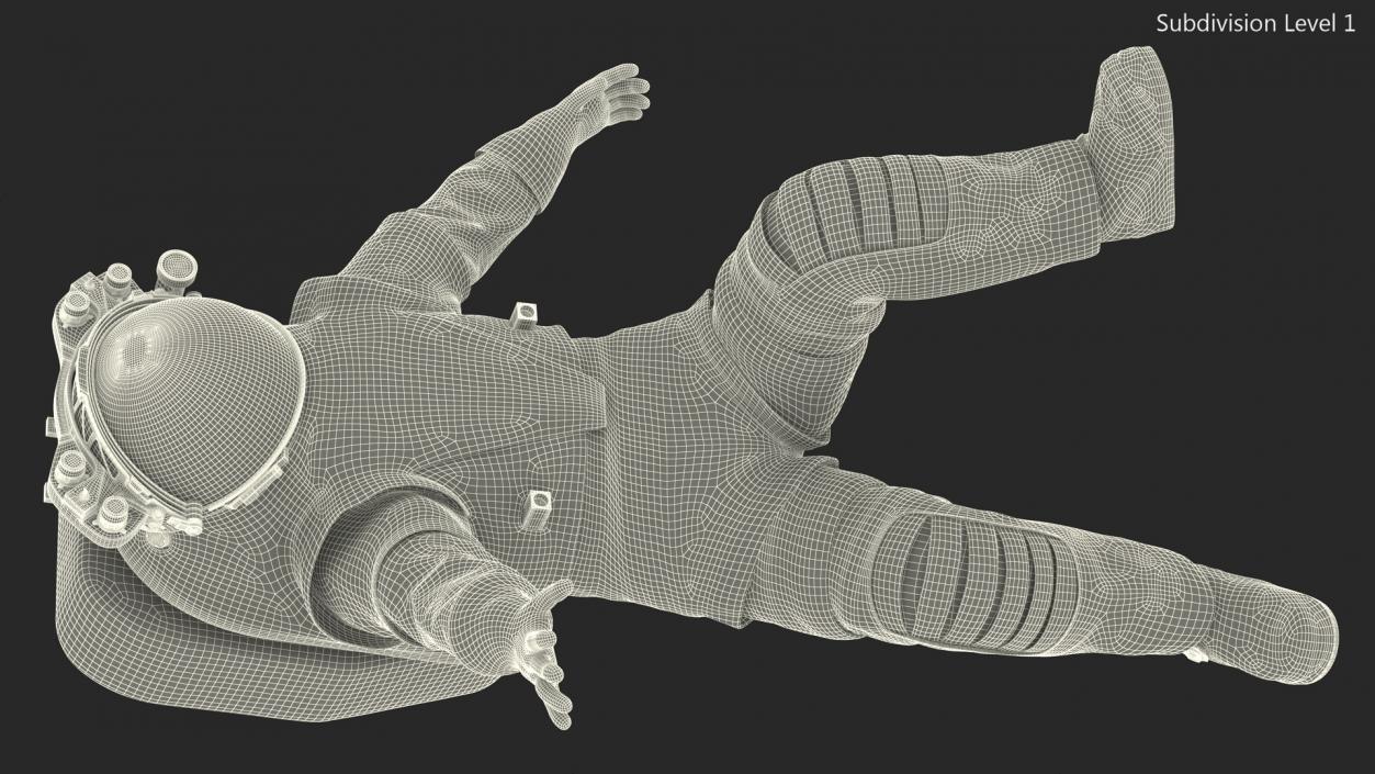 3D model NASA Spacesuit Axiom on Astronaut Falling Pose Fur