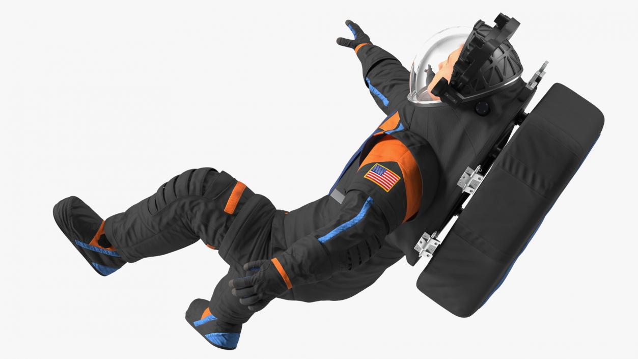 3D model NASA Spacesuit Axiom on Astronaut Falling Pose Fur