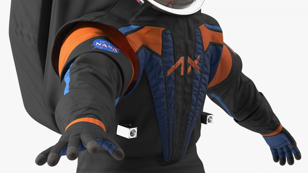 3D model NASA Spacesuit Axiom on Astronaut Falling Pose Fur