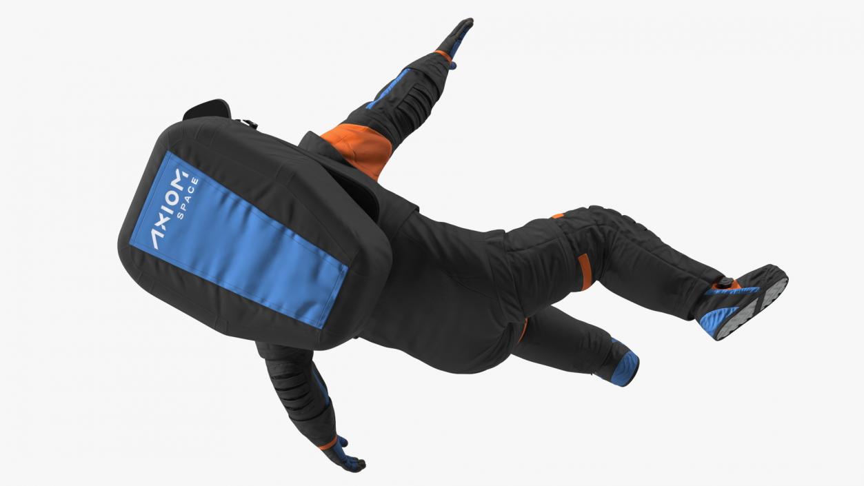 3D model NASA Spacesuit Axiom on Astronaut Falling Pose Fur