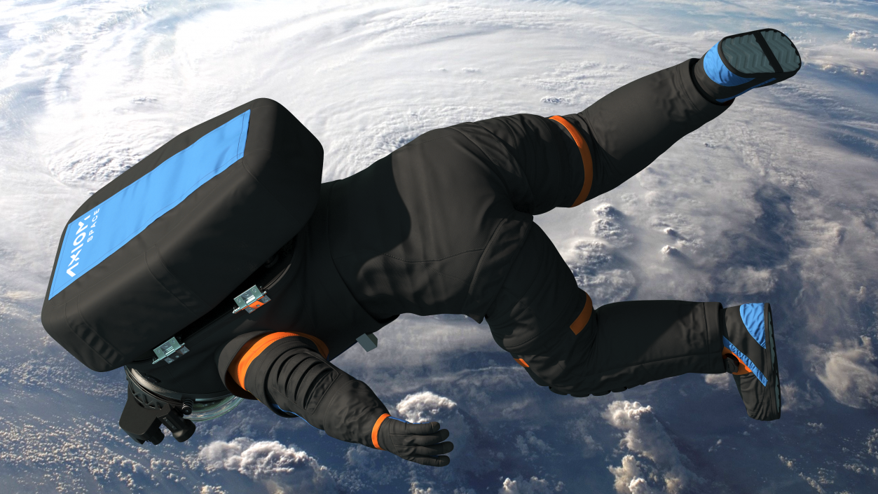 3D model NASA Spacesuit Axiom on Astronaut Falling Pose Fur