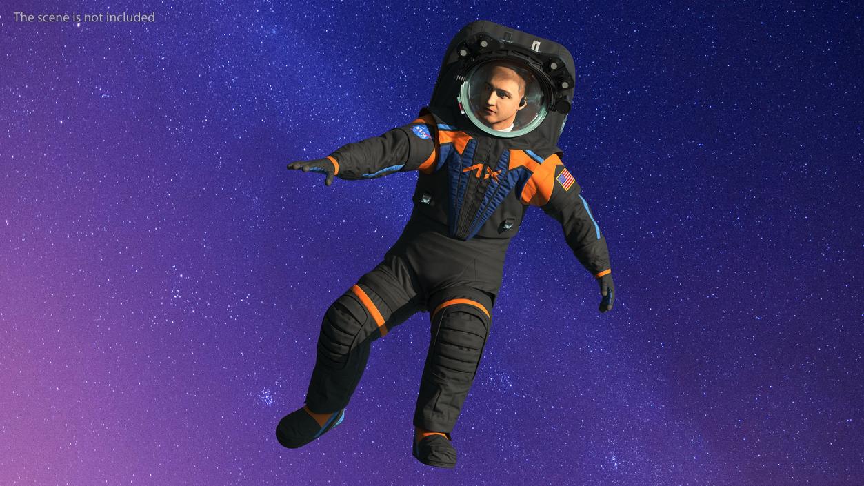 3D model NASA Spacesuit Axiom on Astronaut Falling Pose Fur