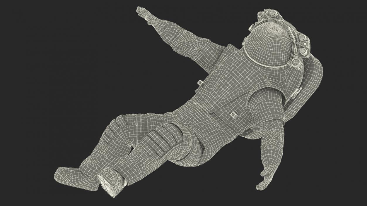 3D model NASA Spacesuit Axiom on Astronaut Falling Pose Fur