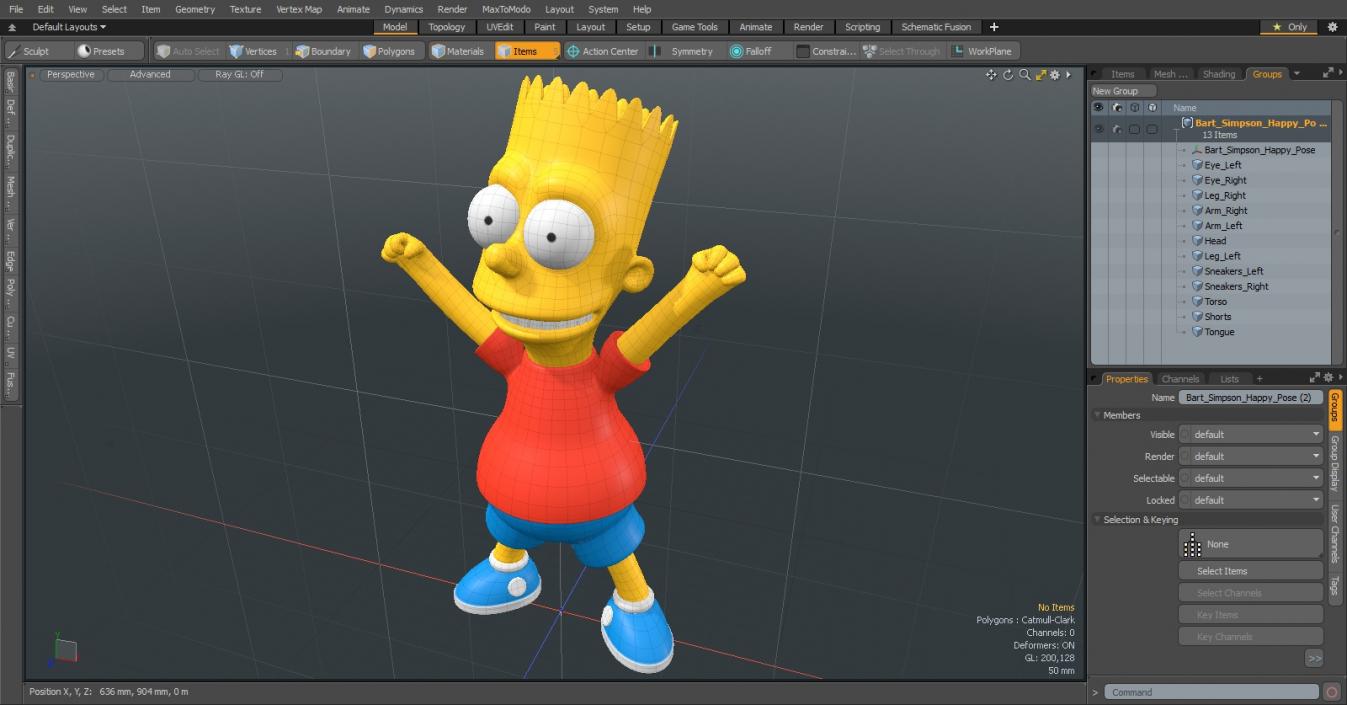 3D Bart Simpson Happy Pose model