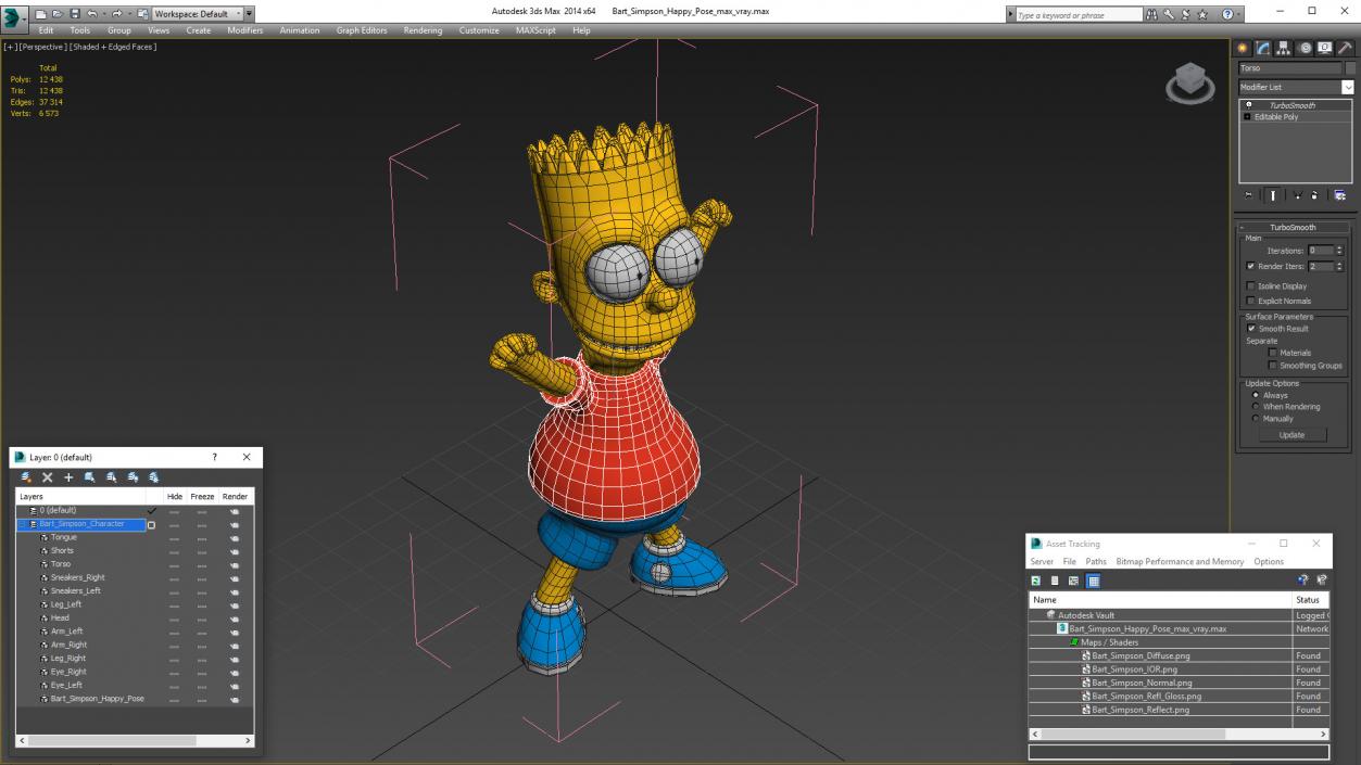 3D Bart Simpson Happy Pose model