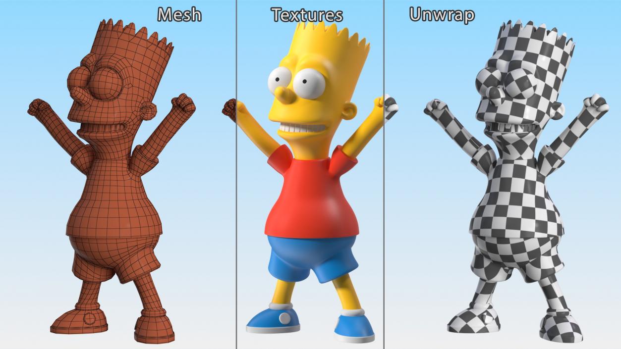 3D Bart Simpson Happy Pose model