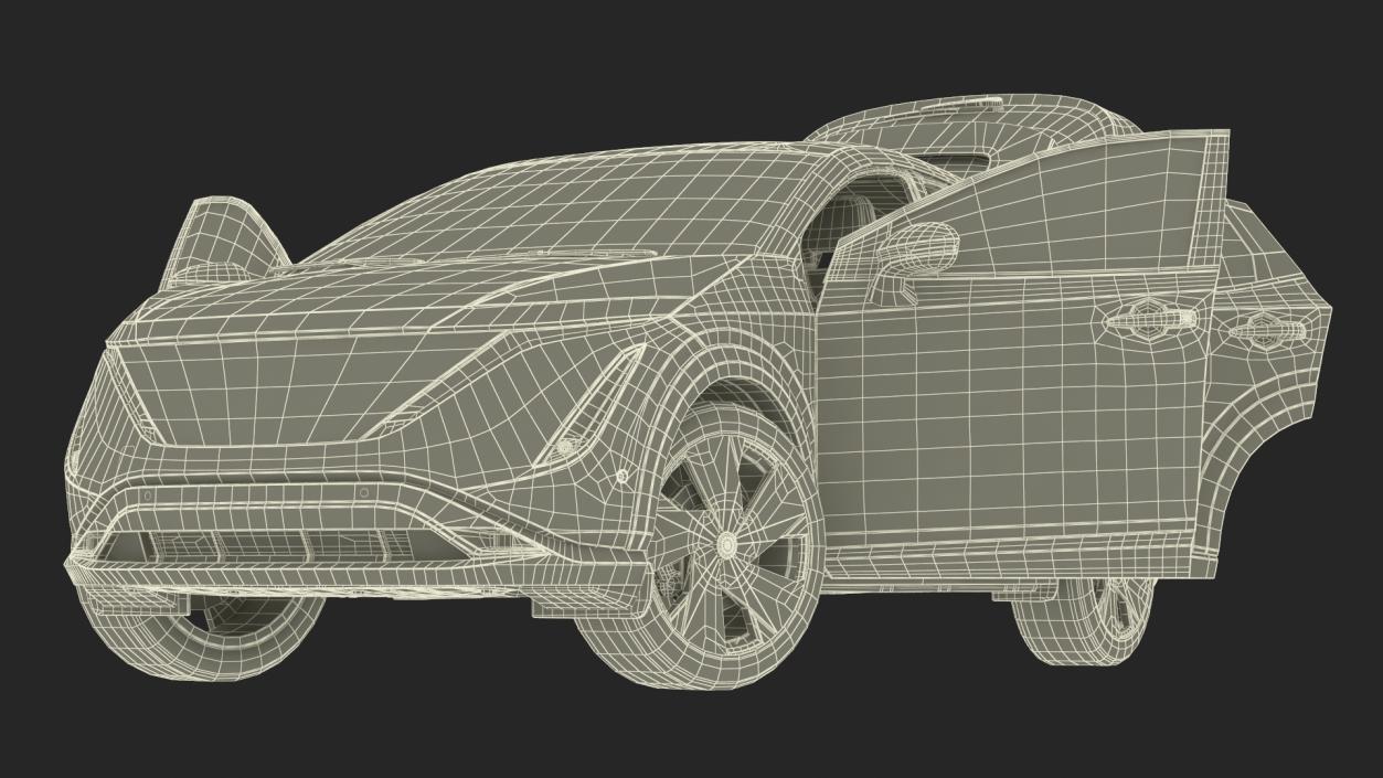 Concept Black Electric SUV Lights On Rigged for Maya 3D