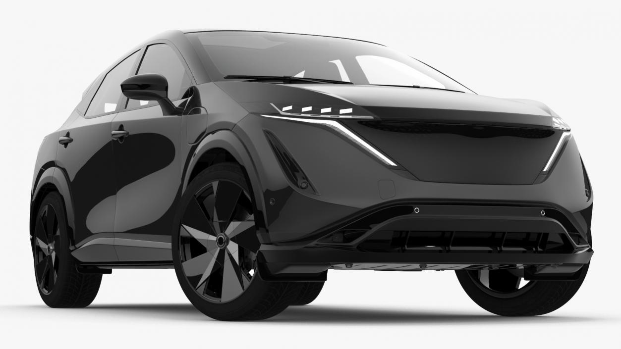 Concept Black Electric SUV Lights On Rigged for Maya 3D