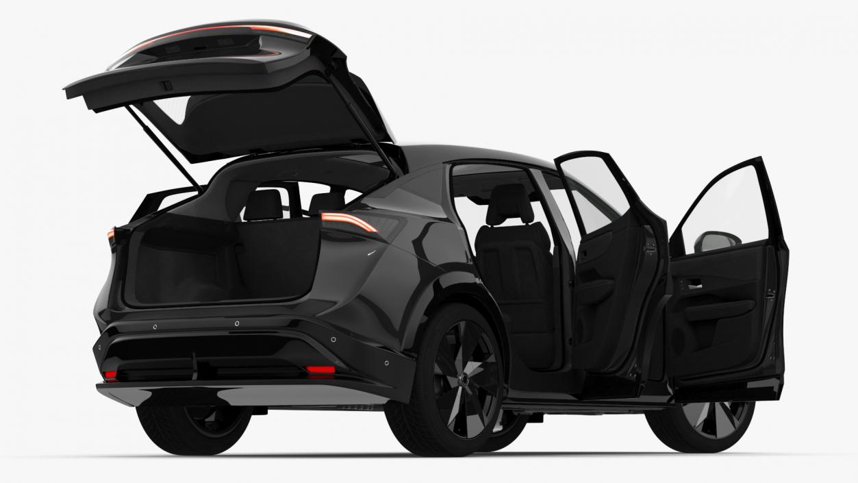 Concept Black Electric SUV Lights On Rigged for Maya 3D