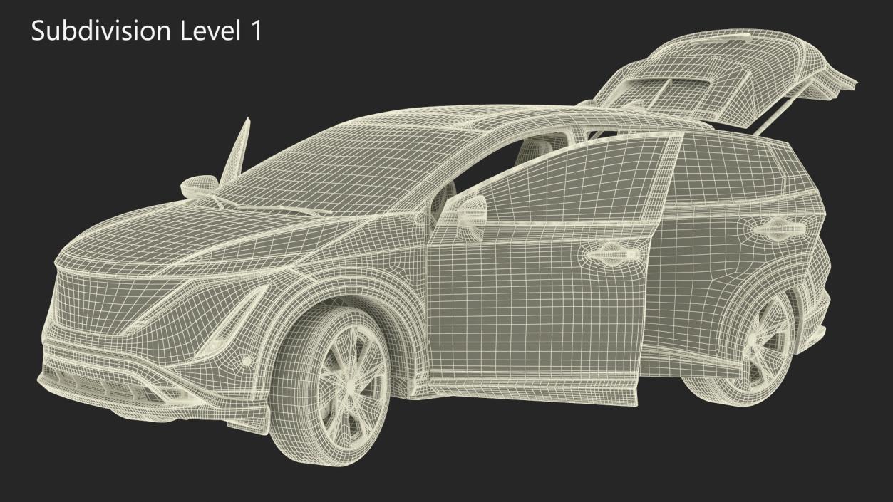 Concept Black Electric SUV Lights On Rigged for Maya 3D