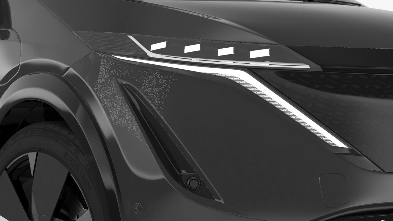 Concept Black Electric SUV Lights On Rigged for Maya 3D