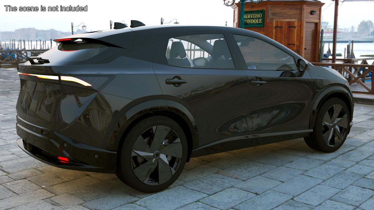 Concept Black Electric SUV Lights On Rigged for Maya 3D