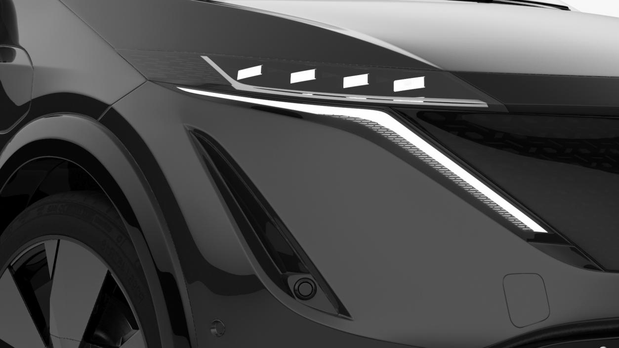 Concept Black Electric SUV Lights On Rigged for Maya 3D