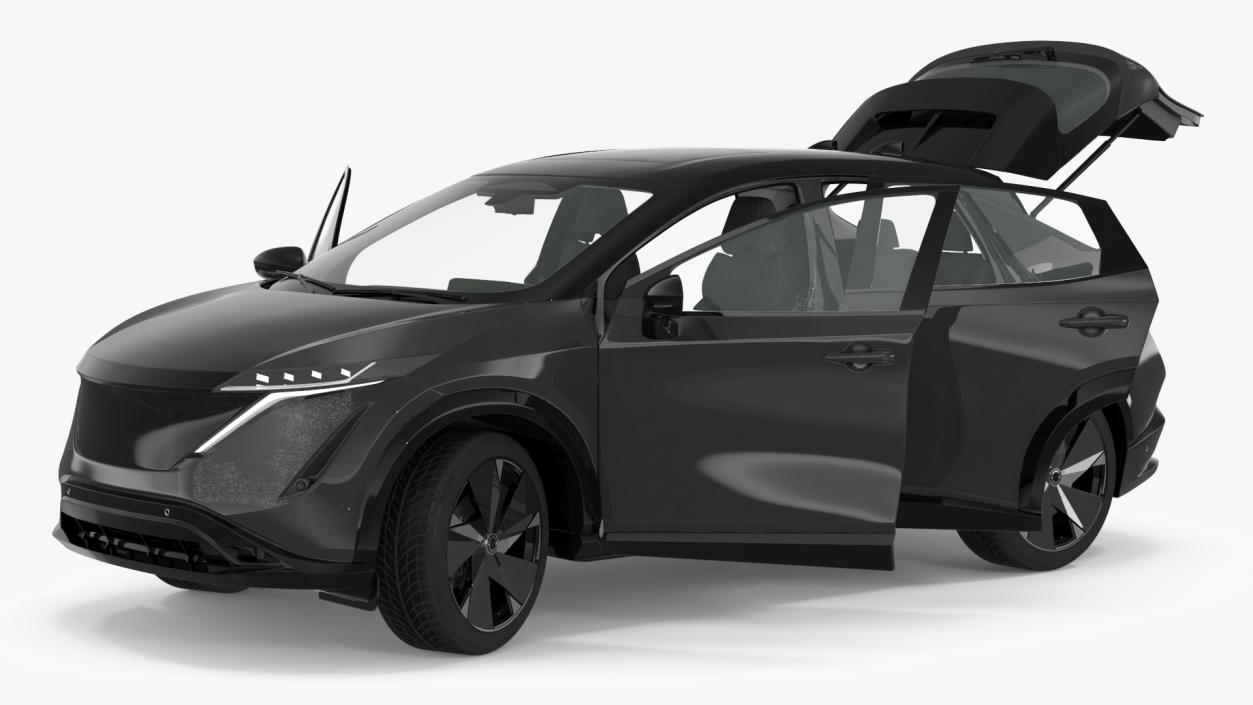 Concept Black Electric SUV Lights On Rigged for Maya 3D