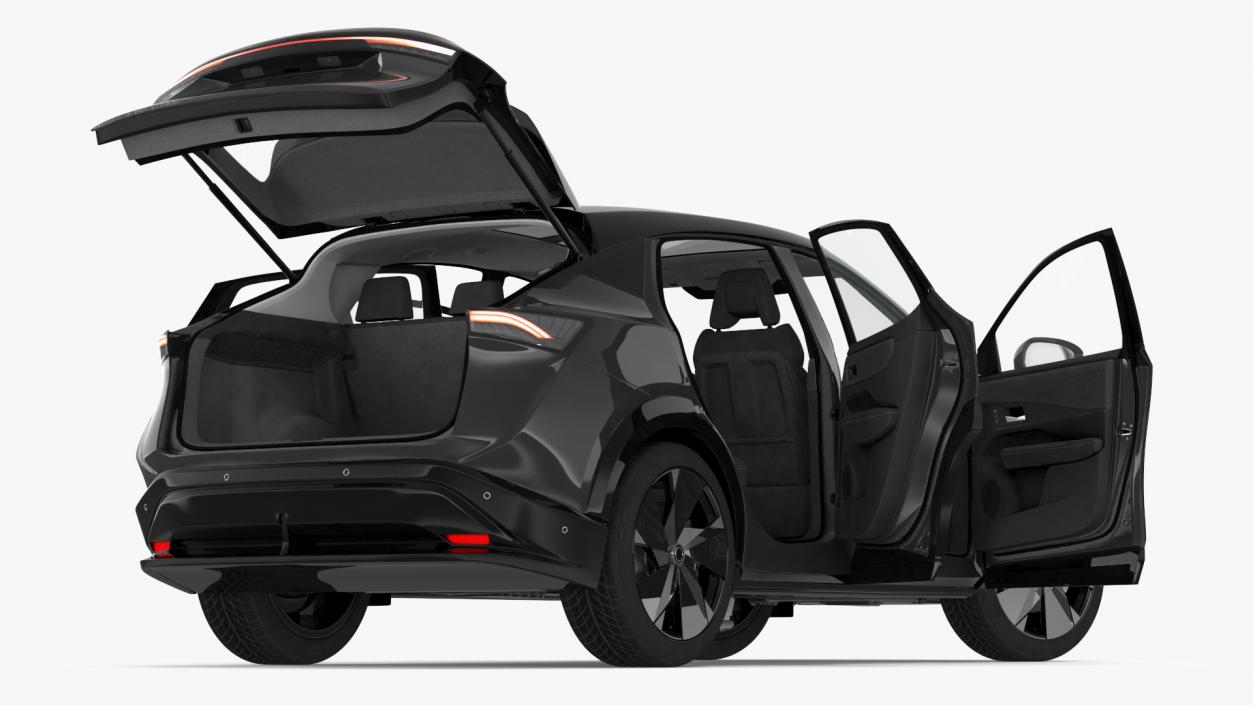 Concept Black Electric SUV Lights On Rigged for Maya 3D