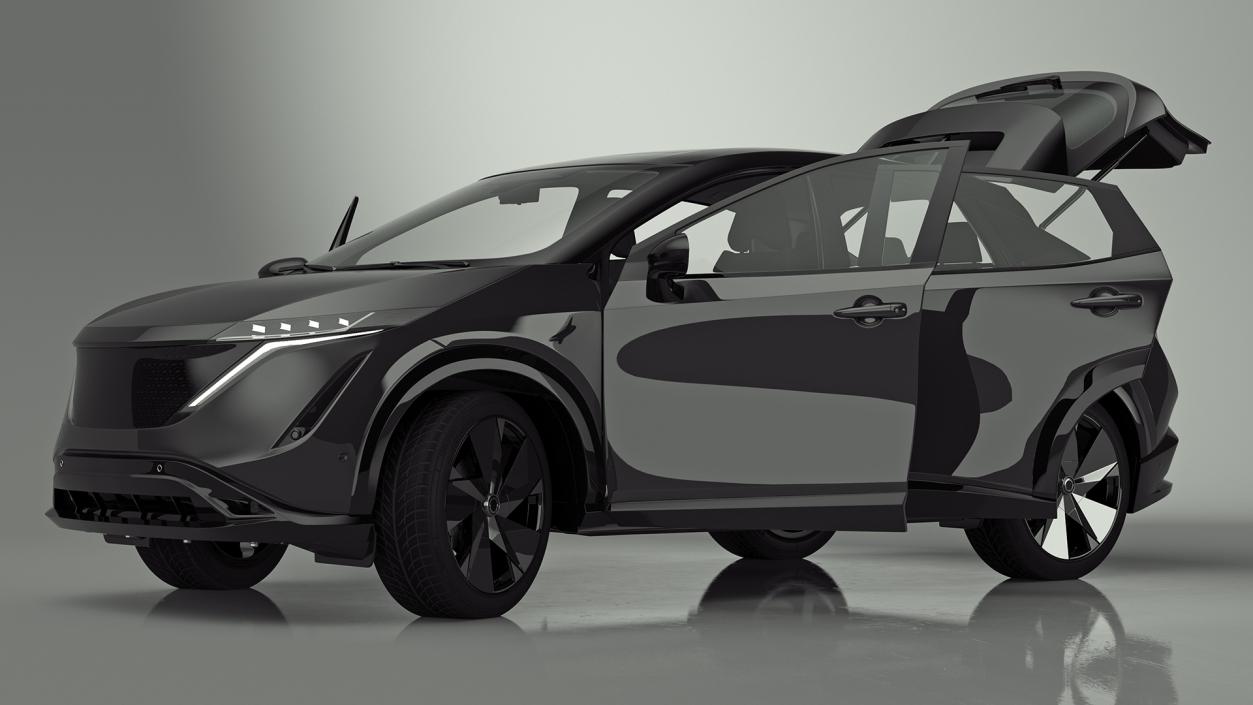 Concept Black Electric SUV Lights On Rigged for Maya 3D