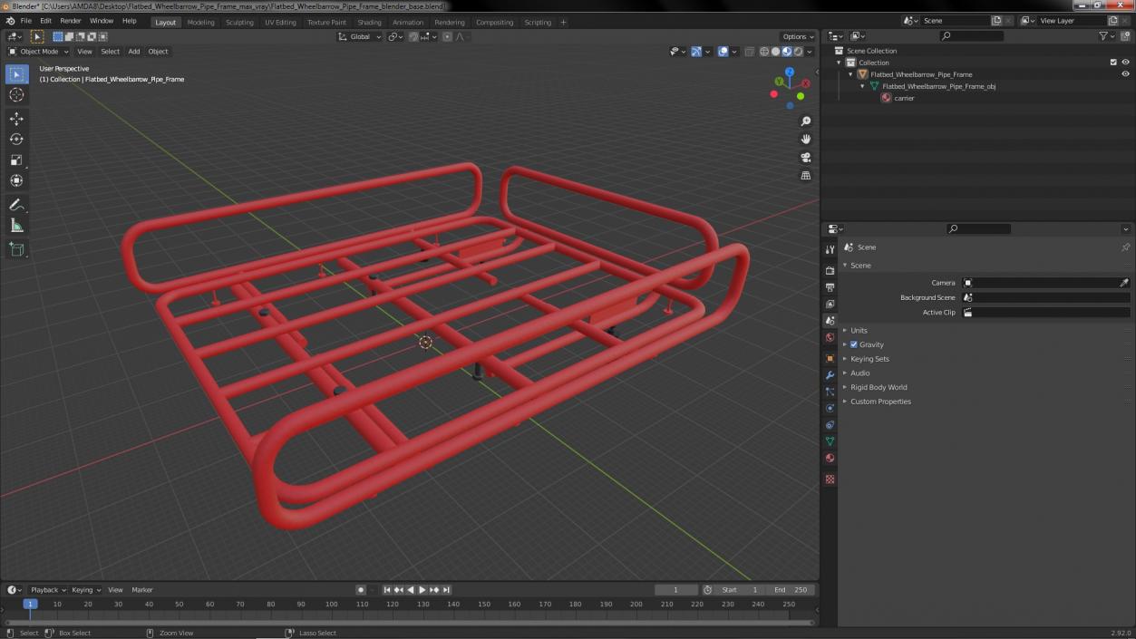 3D model Flatbed Wheelbarrow Pipe Frame