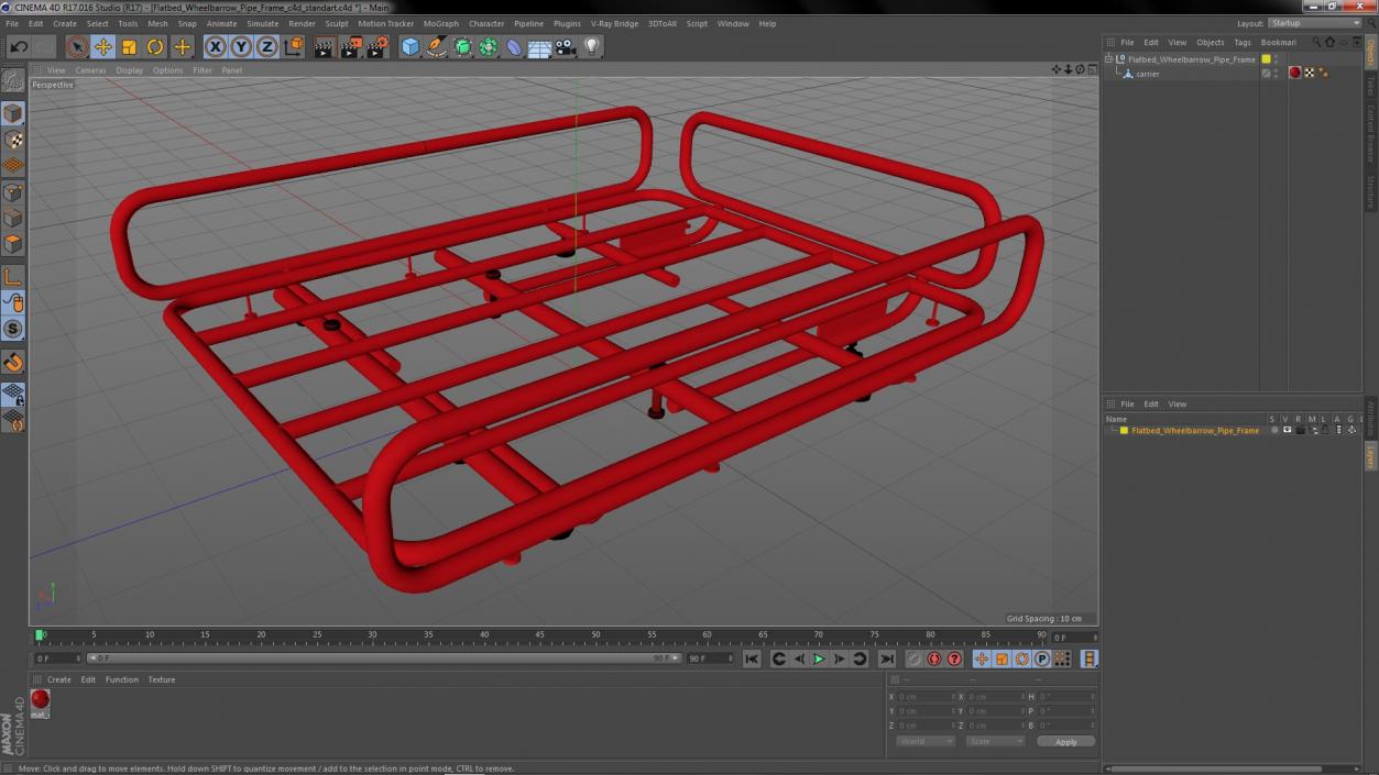 3D model Flatbed Wheelbarrow Pipe Frame