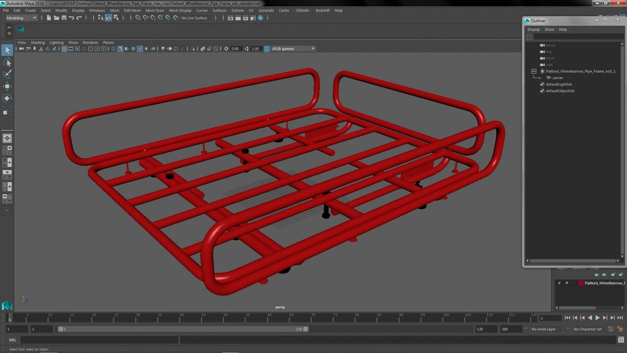 3D model Flatbed Wheelbarrow Pipe Frame