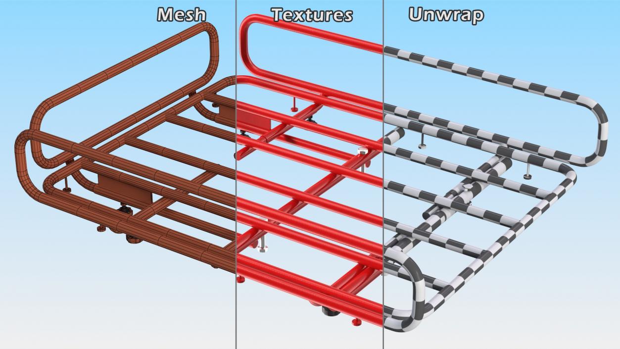 3D model Flatbed Wheelbarrow Pipe Frame