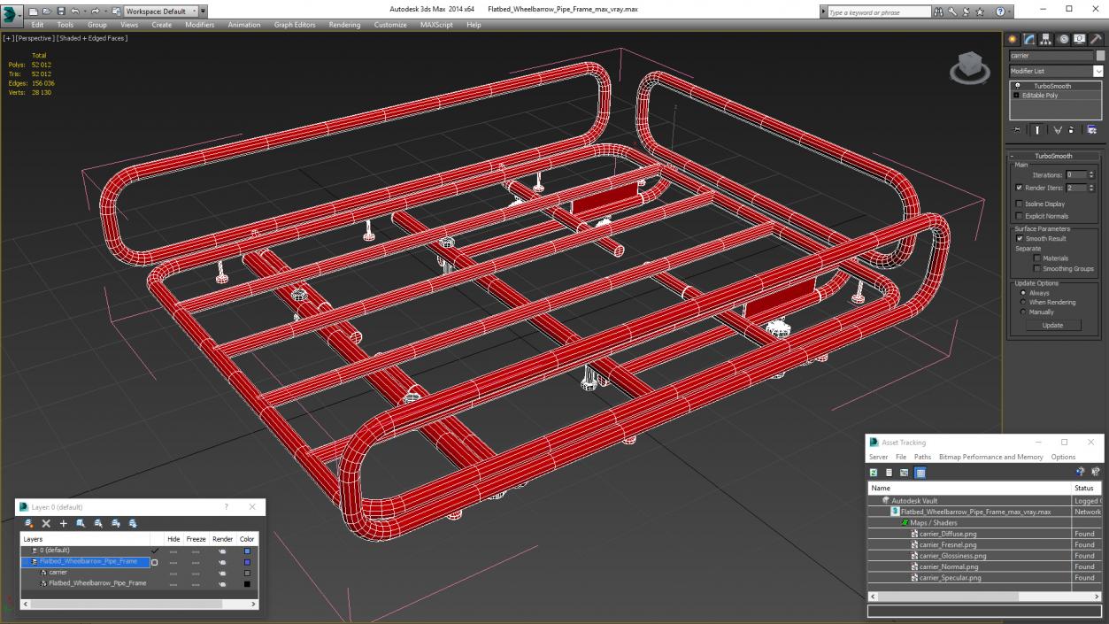 3D model Flatbed Wheelbarrow Pipe Frame