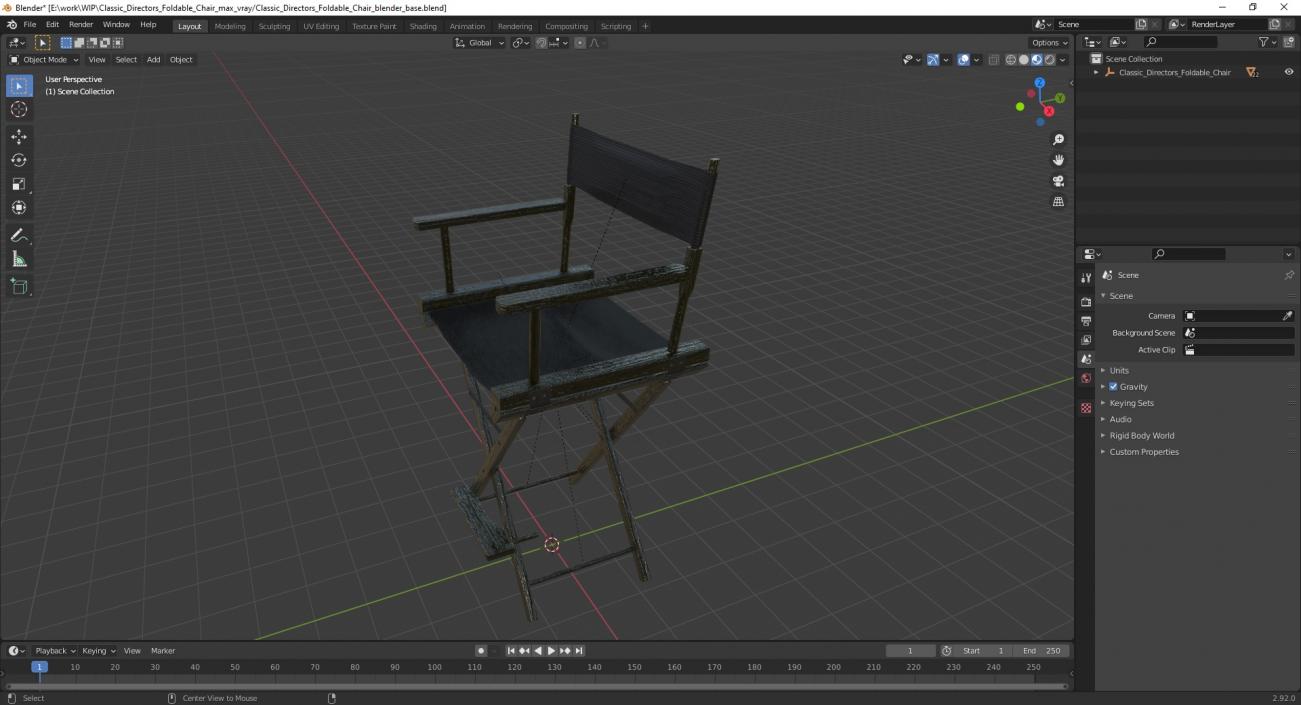 Classic Directors Foldable Chair 3D