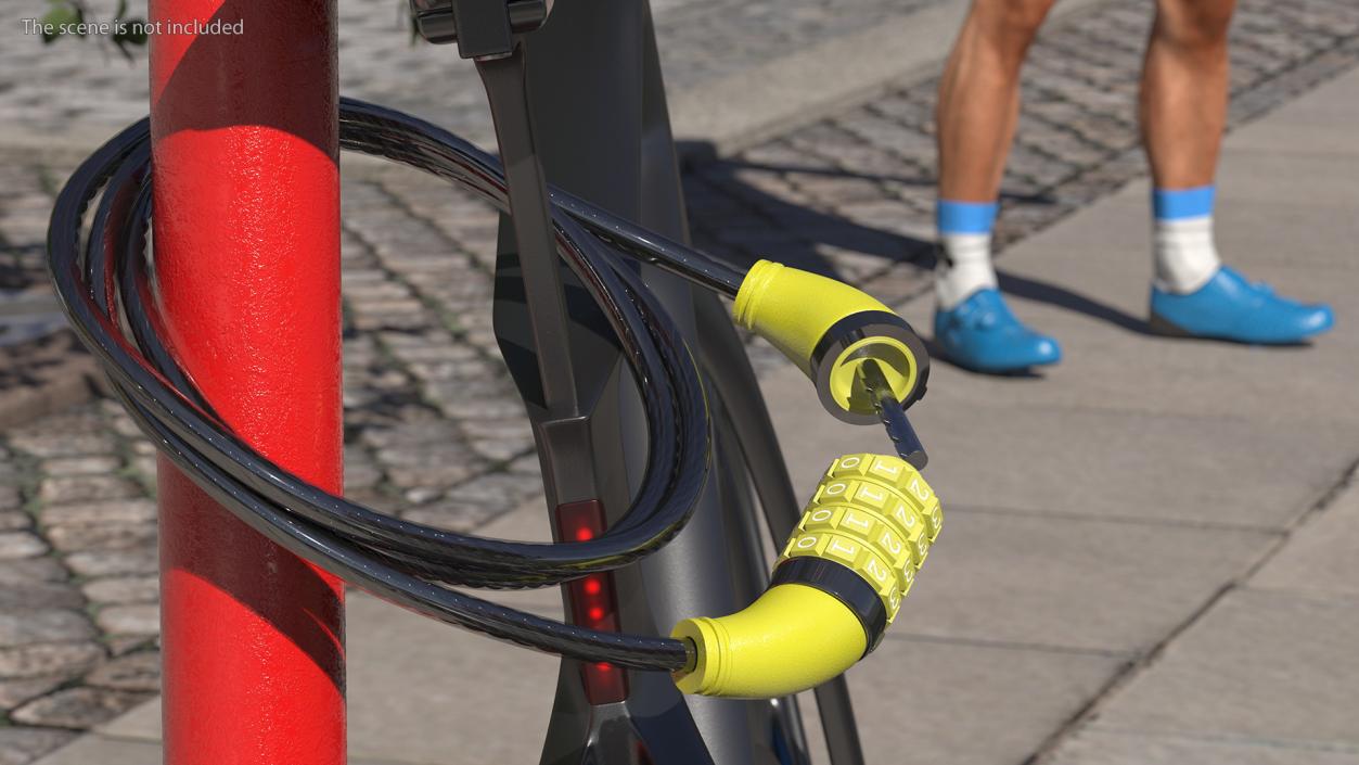 Combination Cable Bike Lock 3D