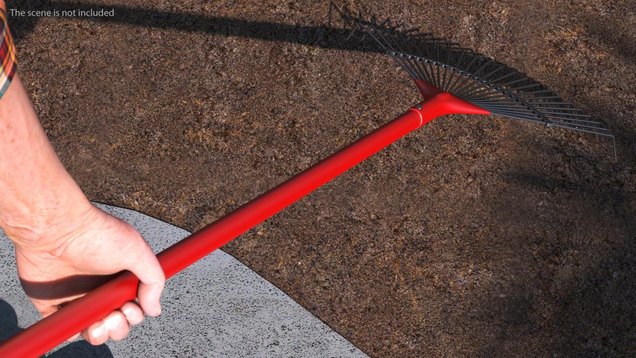 3D model Chinese Grandpa with Rake