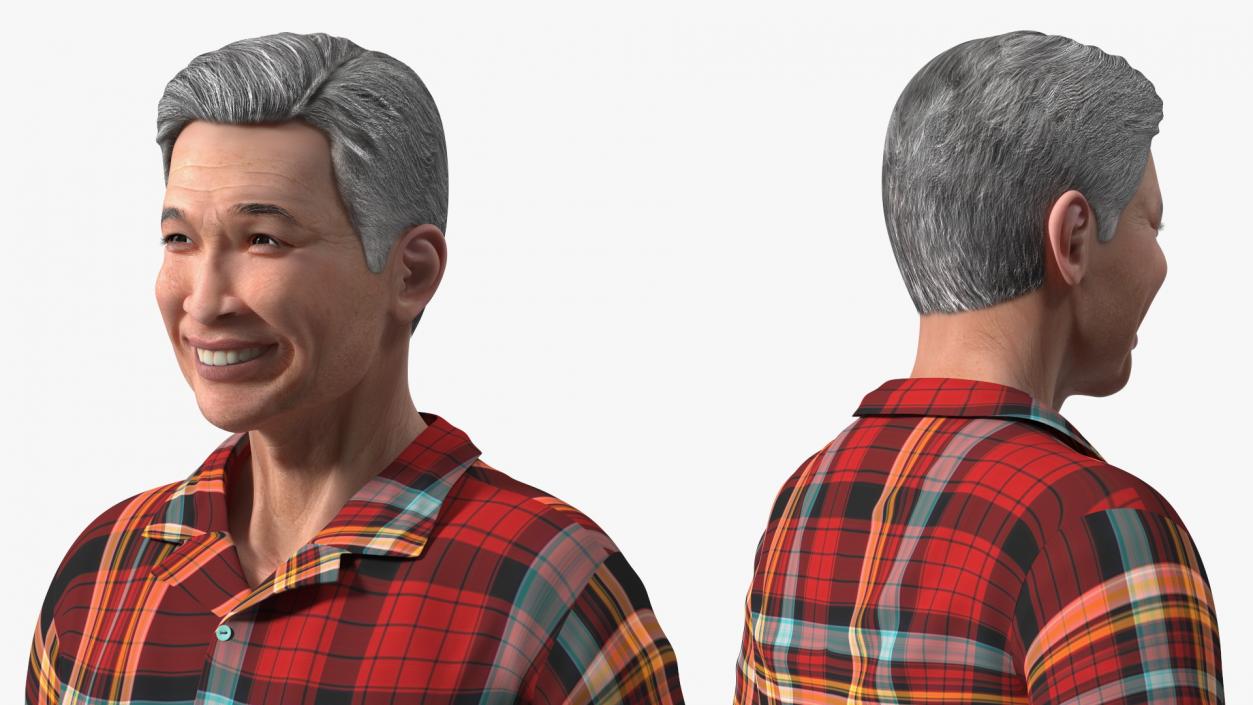 3D model Chinese Grandpa with Rake